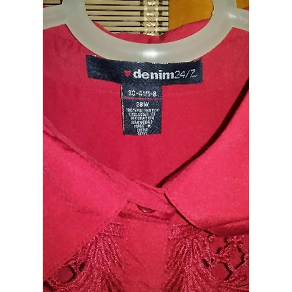 28W Denim 24/7 Cut-Out Button Front Blouse - Picture 4 of 7